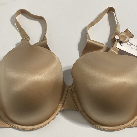 Secret Treasures Bra 42D Beige Light Lined Bonded Back Smoothing Sides NEW - Picture 1 of 10